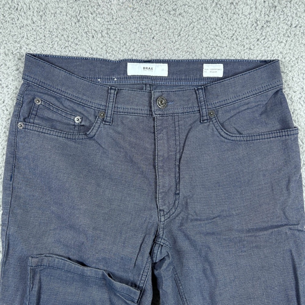 Brax Feel Good Cooper Fancy Regular Fit Pants Mens 30x30 Blue Textured